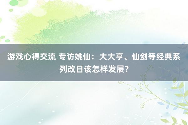 游戏心得交流 专访姚仙：大大亨、仙剑等经典系列改日该怎样发展？