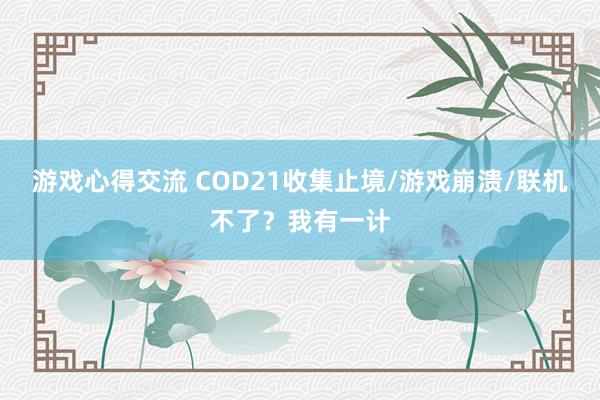 游戏心得交流 COD21收集止境/游戏崩溃/联机不了？我有一计