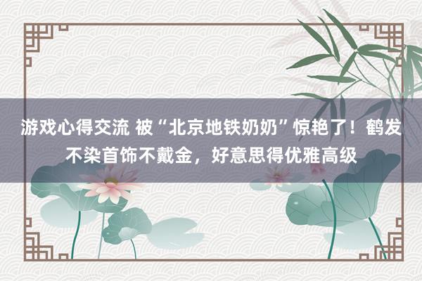 游戏心得交流 被“北京地铁奶奶”惊艳了！鹤发不染首饰不戴金，好意思得优雅高级