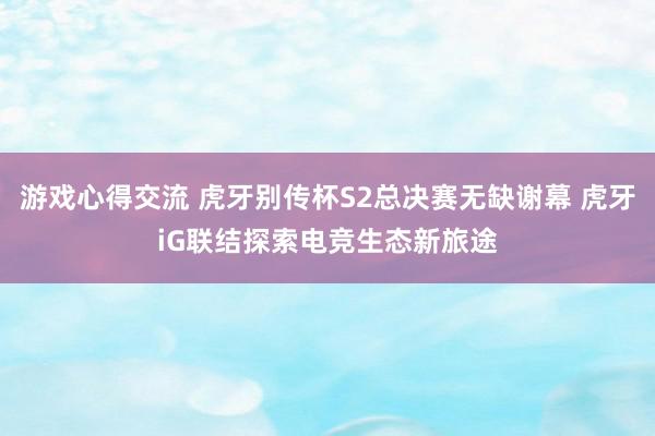 游戏心得交流 虎牙别传杯S2总决赛无缺谢幕 虎牙iG联结探索电竞生态新旅途