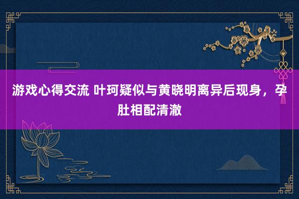 游戏心得交流 叶珂疑似与黄晓明离异后现身，孕肚相配清澈