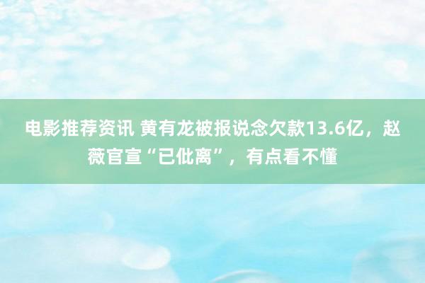 电影推荐资讯 黄有龙被报说念欠款13.6亿，赵薇官宣“已仳离”，有点看不懂