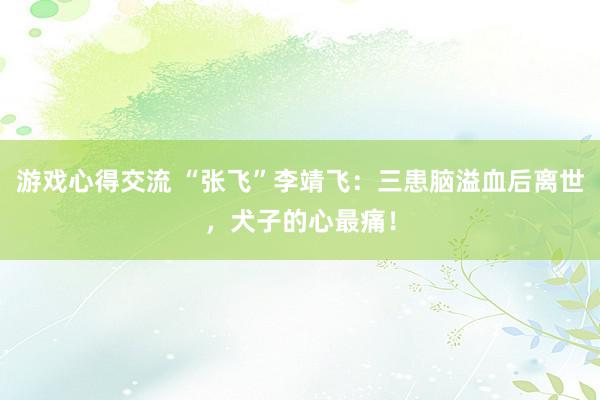 游戏心得交流 “张飞”李靖飞：三患脑溢血后离世，犬子的心最痛！