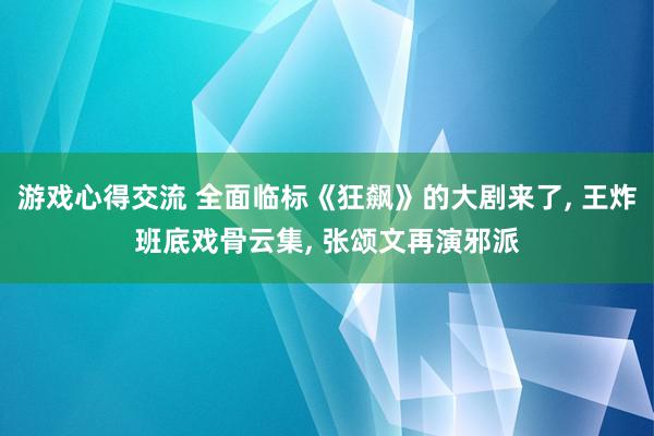 游戏心得交流 全面临标《狂飙》的大剧来了, 王炸班底戏骨云集, 张颂文再演邪派