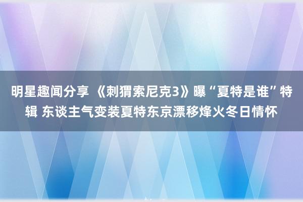 明星趣闻分享 《刺猬索尼克3》曝“夏特是谁”特辑 东谈主气变装夏特东京漂移烽火冬日情怀