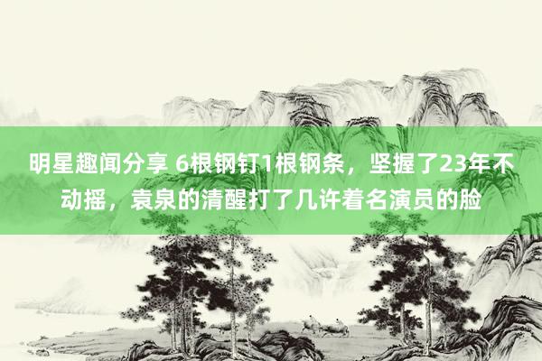 明星趣闻分享 6根钢钉1根钢条，坚握了23年不动摇，袁泉的清醒打了几许着名演员的脸