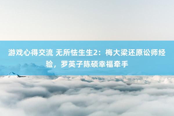 游戏心得交流 无所怯生生2：梅大梁还原讼师经验，罗英子陈硕幸福牵手