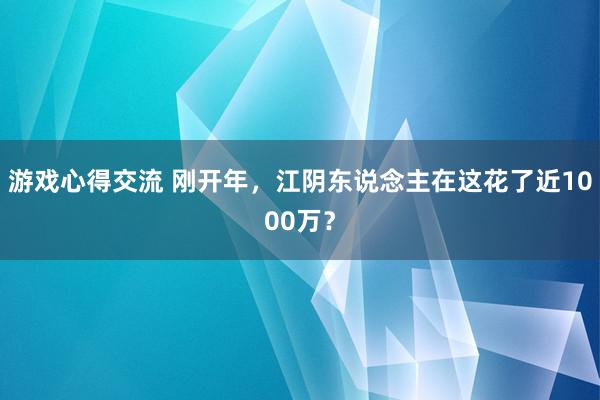 游戏心得交流 刚开年，江阴东说念主在这花了近1000万？